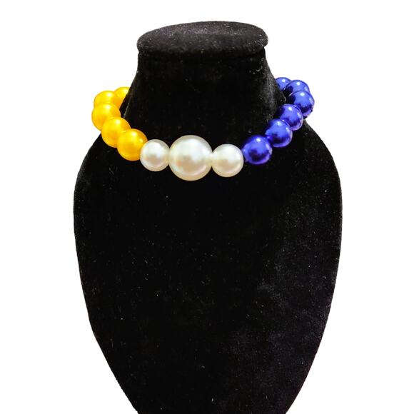 Sigma Gamma Rho Bracelet Blue and Gold with Silver SGR Blocks - Picture 2 of 5